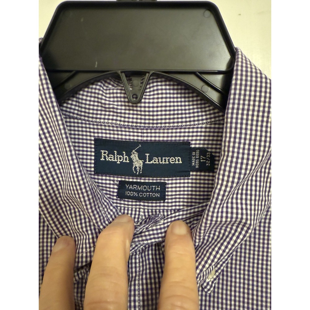 Polo Ralph Lauren Shirt Mens Large Lowell Sport Blue Plaid Long Sleeve Button Up